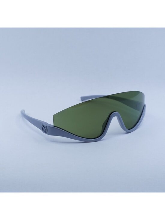 Gucci GG1650S 011 Sunglasses Grey Silver Shield Frame, Green Mirror Lenses main image 11